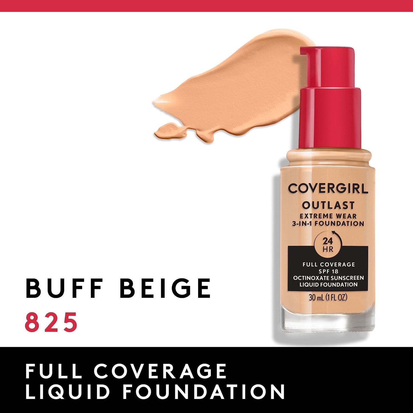 Covergirl Outlast Extreme Wear 3-in-1 Full Coverage Liquid Foundation, SPF 18 Sunscreen, Buff Beige, 1 Fl. Oz. Beauty and Personal Care COVERGIRL