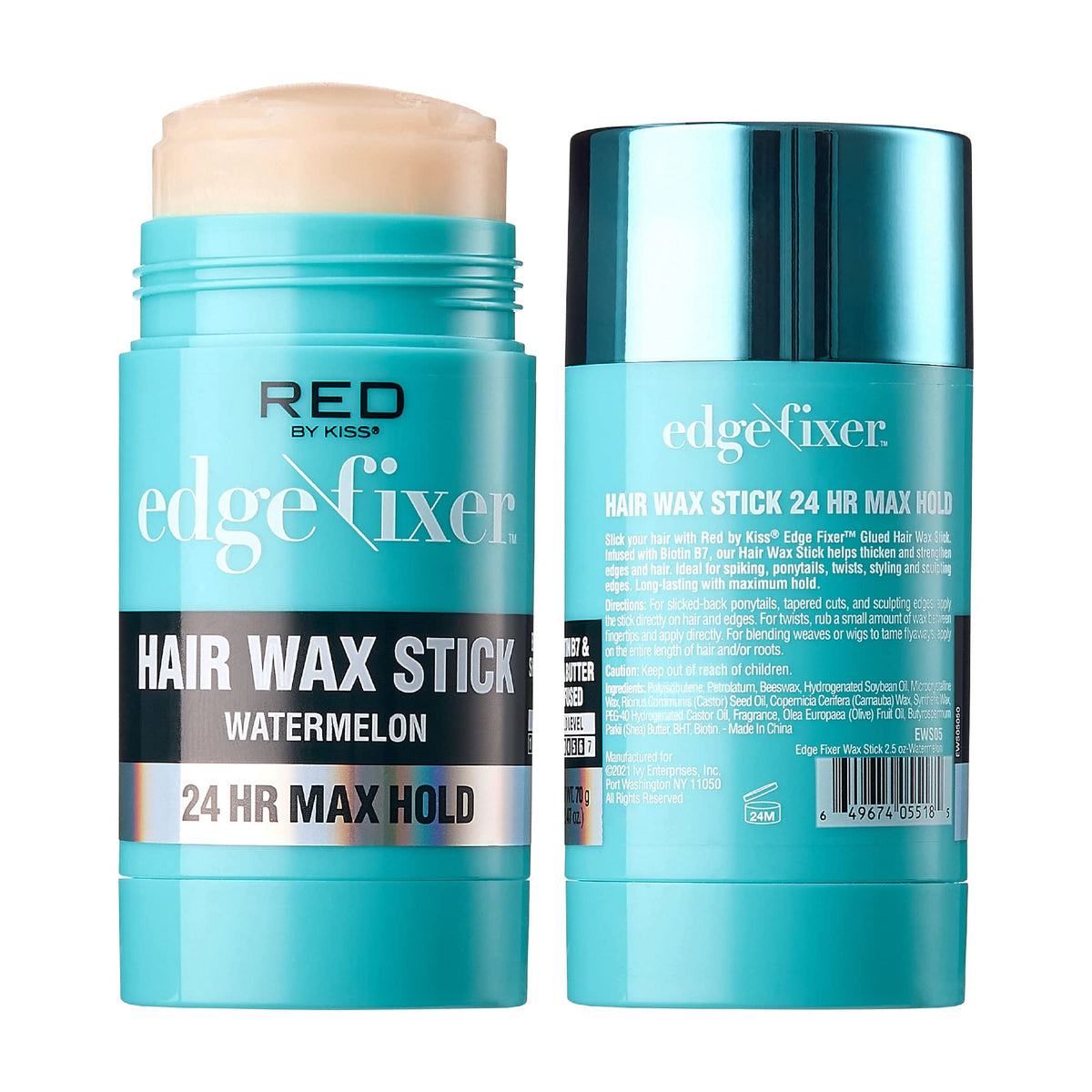 Red by Kiss Hair Wax Stick 24HR Max Hold Edge Fixer Edge Control Pomade Non-Sticky, Non-Oily Flake Free Hair Styling Wax (Watermelon) Beauty & Personal Care Red by Kiss