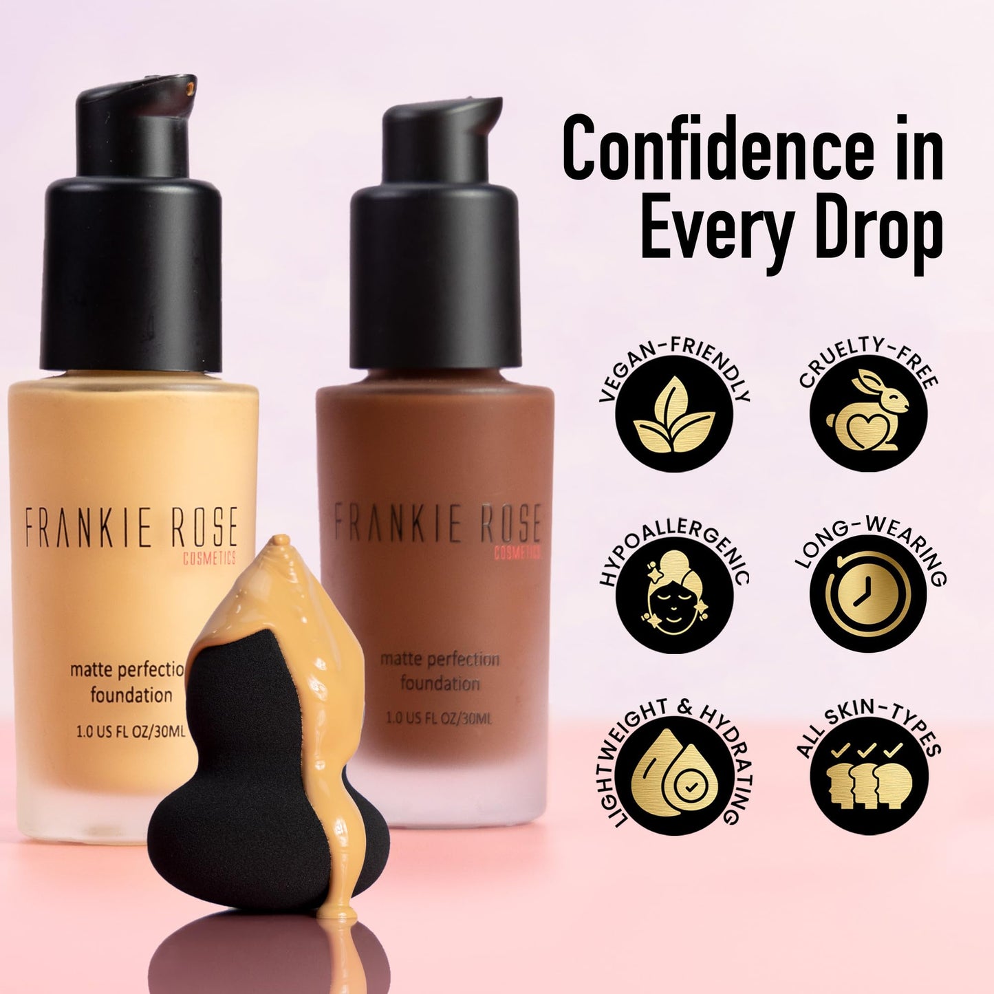 Frankie Rose Cosmetics Matte Perfection Foundation Makeup - Long-Lasting, Hydrating Foundation for Semi-Matte Finish - Foundation Full Coverage Beauty & Personal Care Frankie Rose Cosmetics