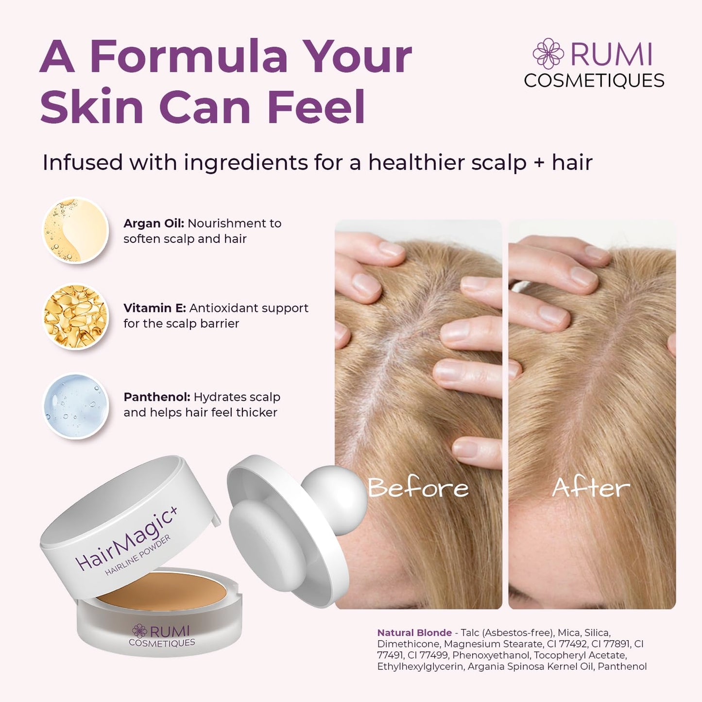Rumi Cosmetiques HairMagic+ Root Touch Up Powder for Mature Women - Instant Gray Hair Coverage & Hairline Filler - Water-Resistant, Natural Finish Beauty & Personal Care Rumi Cosmetiques