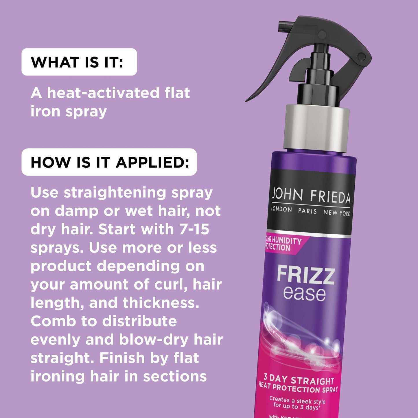 John Frieda Frizz Ease 3-Day Straight Flat Iron Spray 3.5 oz (Pack of 3) Beauty & Personal Care John Frieda