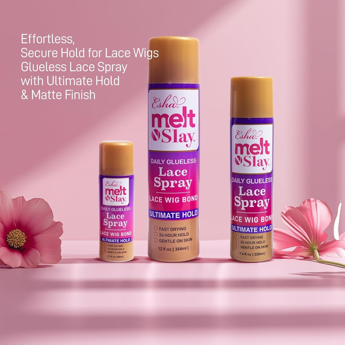 Esha MELT N SLAY Glueless Lace Spray - Ultimate Hold, Sweat & Water Resistant, Long-Lasting Secure Grip for Lace Wigs, Invisible Matte Finish & Edge Beauty & Personal Care Esha