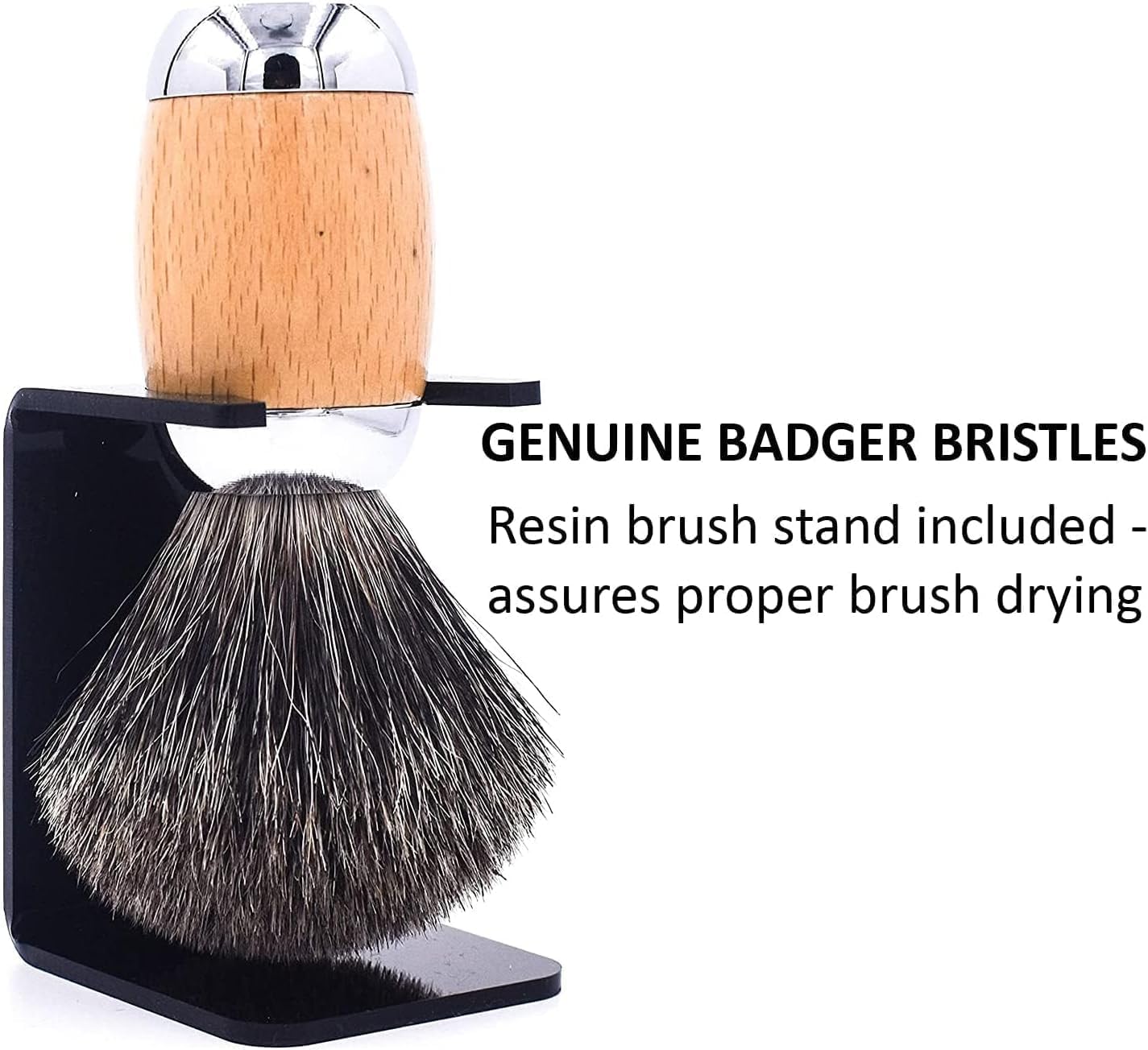 Taconic Shave 100% Mixed Badger Shaving Brush - Extra-Dense 22 mm Knot for Rich Lather, Beechwood & Chrome Ergonomic Handle + Lucite Stand Included Beauty and Personal Care Taconic Shave