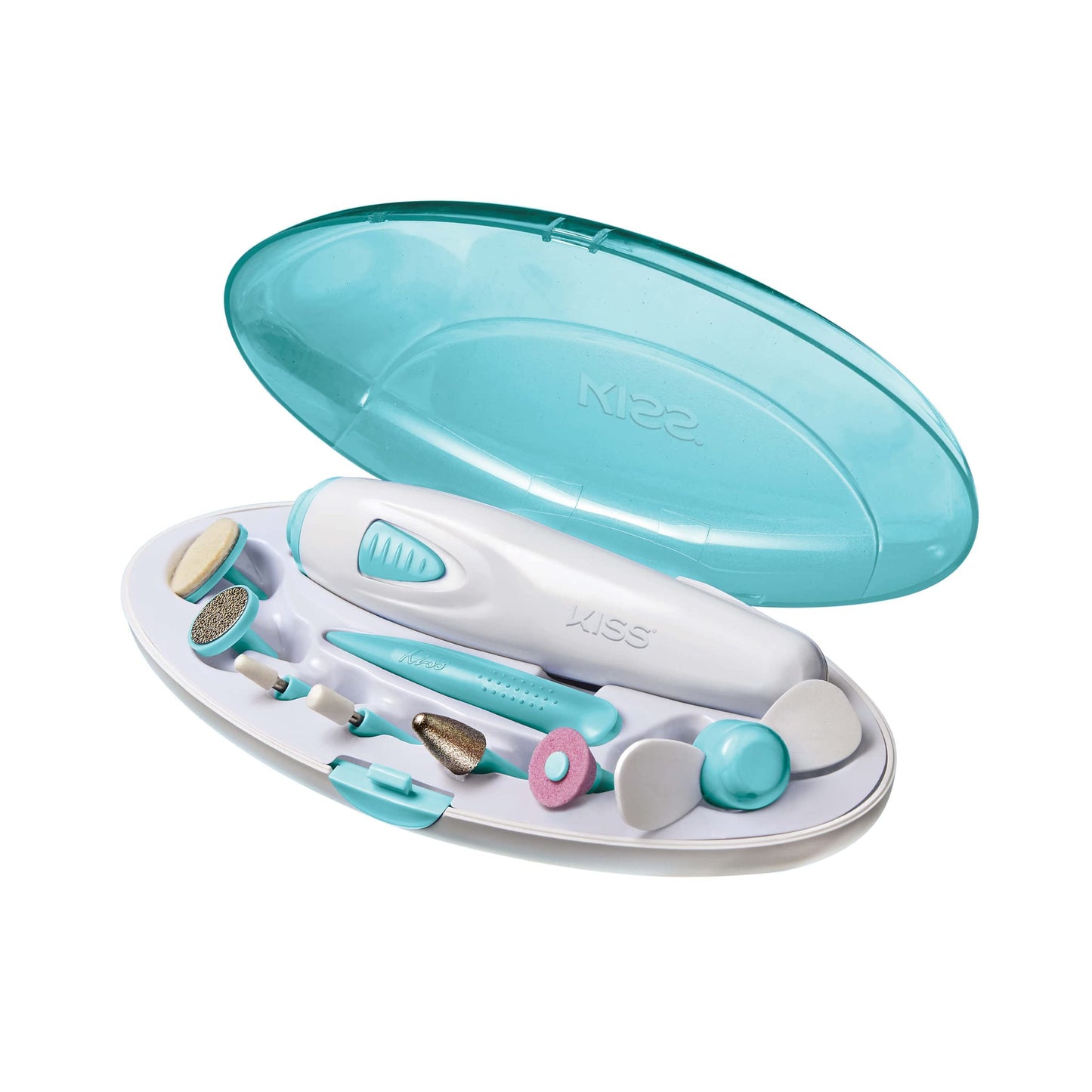 KISS Power File to Go Battery Powered Mani/Pedi Tool Professional Nail Care with 8 Attachments & Storage Case, Shape, Clean, and Polish Nails Beauty & Personal Care Kiss