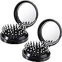 Boao 2 Pack Foldable Travel Mirror Hair Brushes Round Portable Folding Pocket Hair Brush Mini Comb Compact Travel Size Massage Comb for Men Beauty & Personal Care Boao