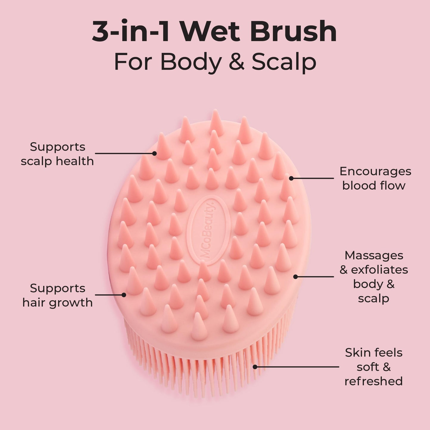 MCoBeauty 3-in-1 Wet Body Brush & Scalp Massager Dual-Sided Silicone Exfoliating Brush Beauty and Personal Care MCoBeauty