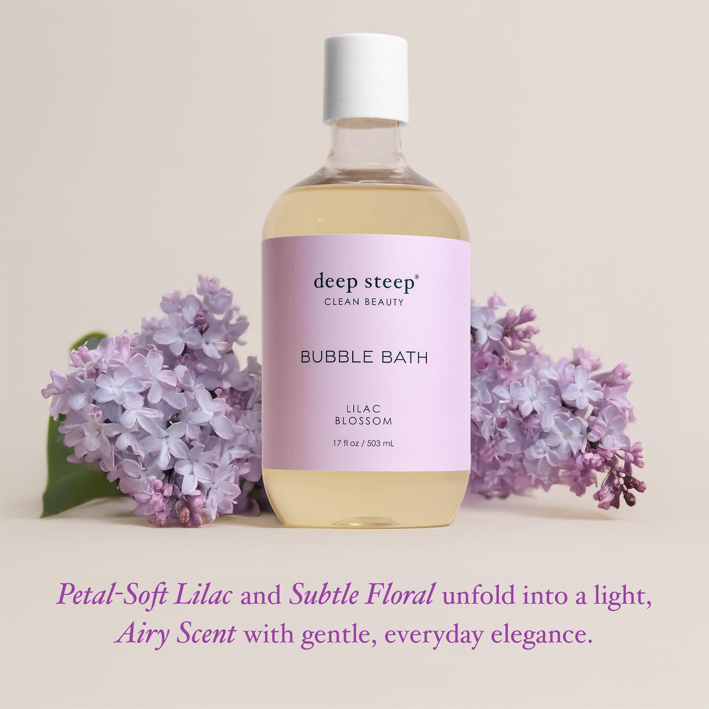 Deep Steep Lilac Blossom Bubble Bath for Women, Hypoallergenic, Clinically Tested, Clean Formula for Sensitive Skin, Sulfate-Free, 17 fl oz Bottle Beauty and Personal Care Deep Steep