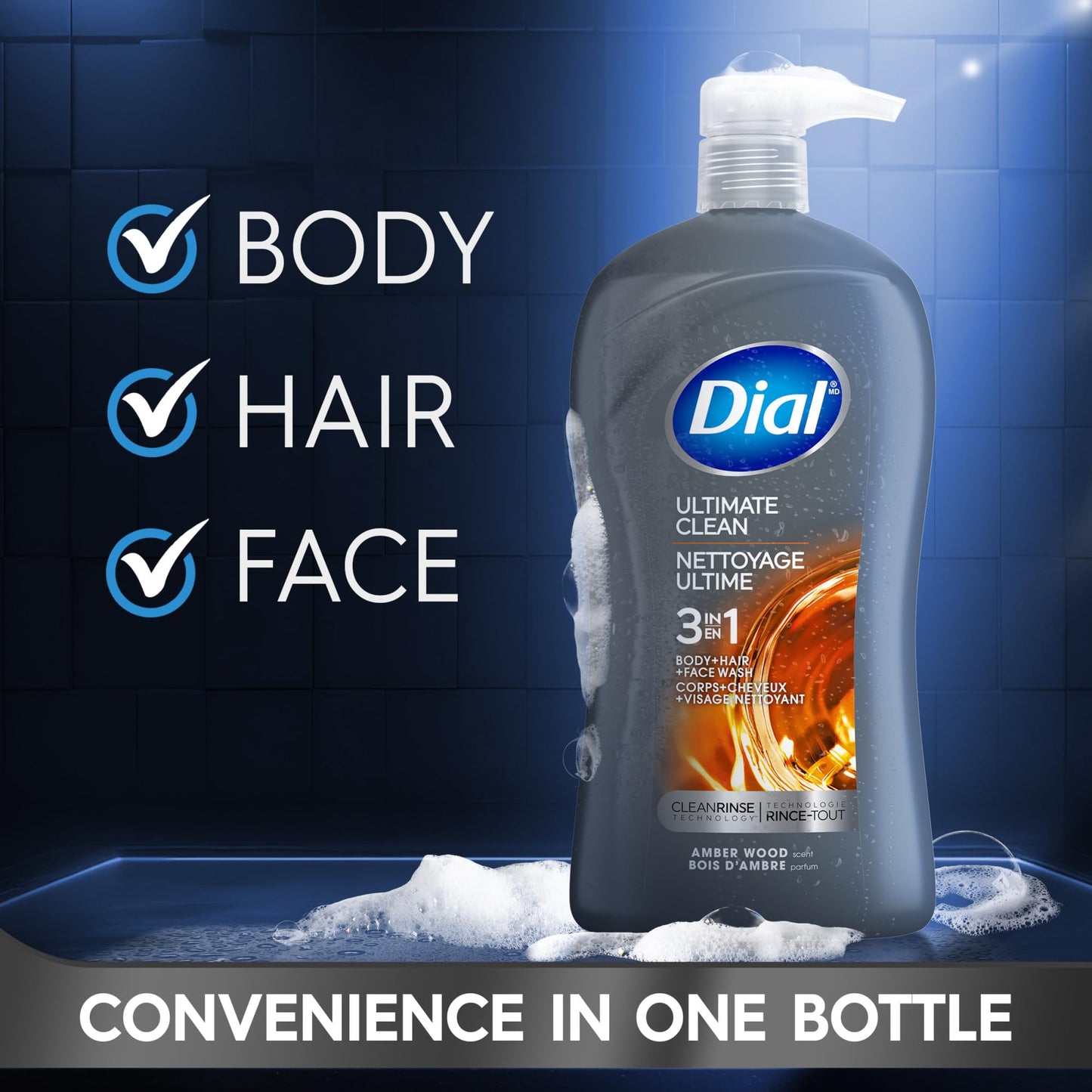 Dial Men 3in1 Body, Hair and Face Wash, Ultimate Clean, 32 Fl Oz Beauty and Personal Care Dial