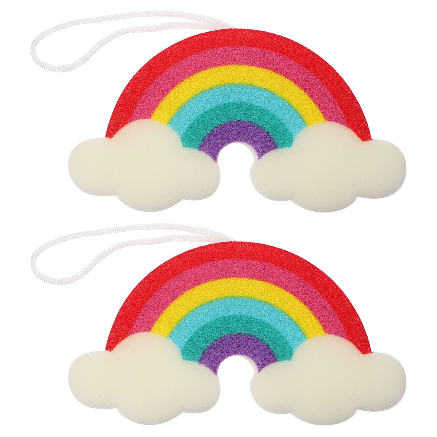 Rainbow Shower Sponge for Kids 2-Pack Soft Exfoliating Bath Loofah Body Scrubber Lightweight Compact 9.05X4.72X1.37In Fun Rainbow Design for Bathing Beauty and Personal Care Mobestech