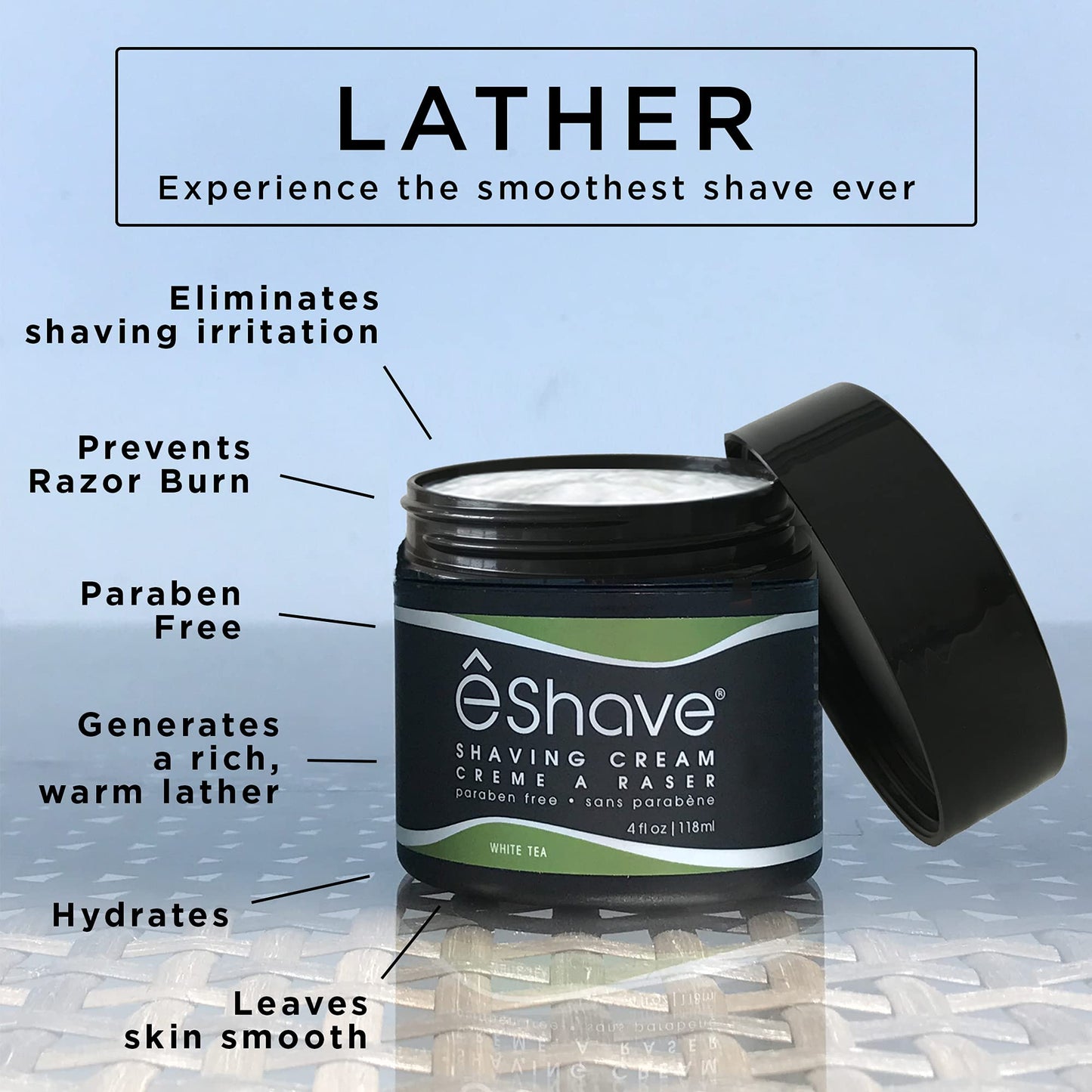 eShave Shaving Cream for Men, White Tea, prevents shaving irritation and razor burn, generates a rich lather for a soft, silky, Smoothest Shave Beauty and Personal Care eShave