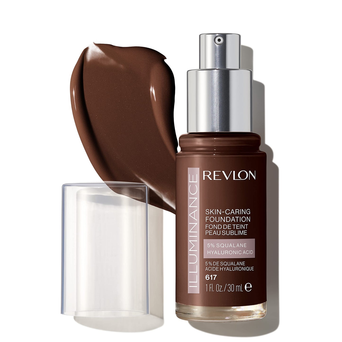 Revlon Illuminance Skin-Caring Liquid Foundation, Hyaluronic Acid, Hydrating and Nourishing Formula with Medium Coverage, 617 Ebony, 1 fl oz Beauty & Personal Care REVLON