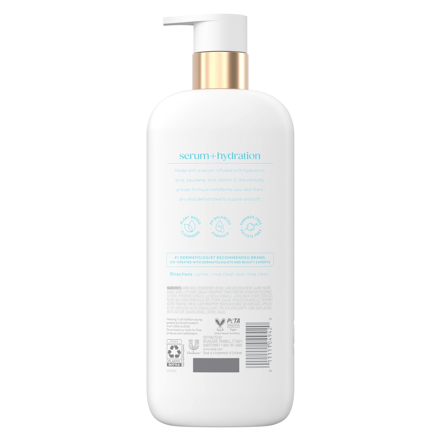 Dove Body Wash Hydration Boost Actively drenches dry skin 6% hydration serum with hyaluronic 18.5 oz Beauty & Personal Care Dove