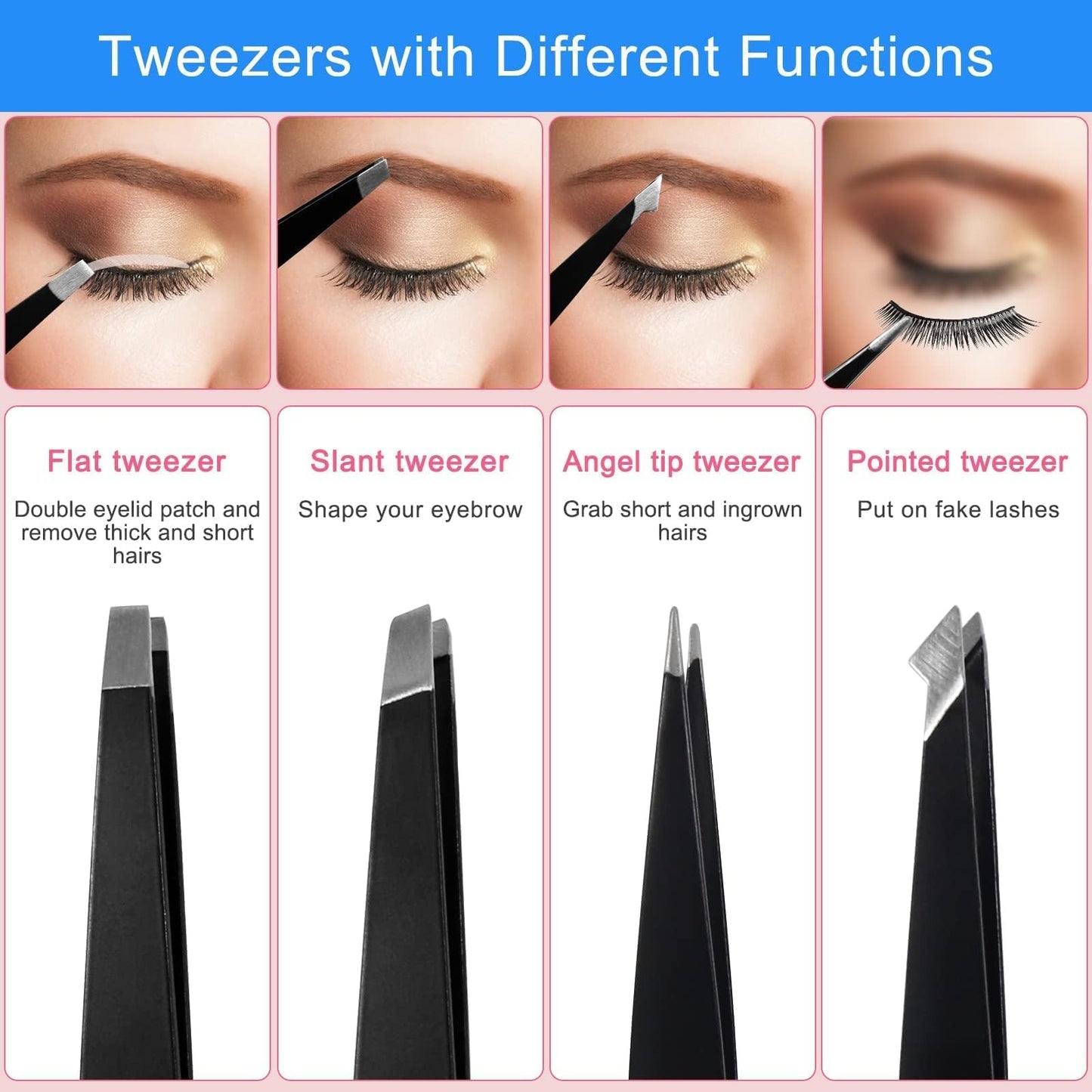 Fangze Tweezers and Fingernail Clippers Kit, 8 Pcs Professional Tweezer Nail Clipper Set Stainless Steel Manicure Tools with Case for Men Women Beauty & Personal Care Fangze
