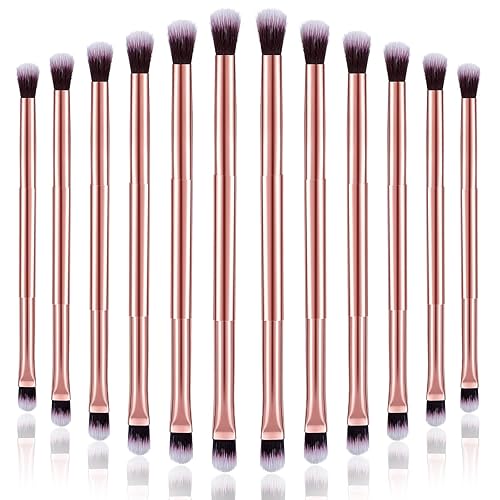 Perthlin 12 Pcs Eyeshadow Smudge Brush 2 in 1 Eyeshadow Double Ended Concealer Brush Under Eye Small Soft Firm Pointed Foundation Makeup Applicator Beauty & Personal Care Perthlin