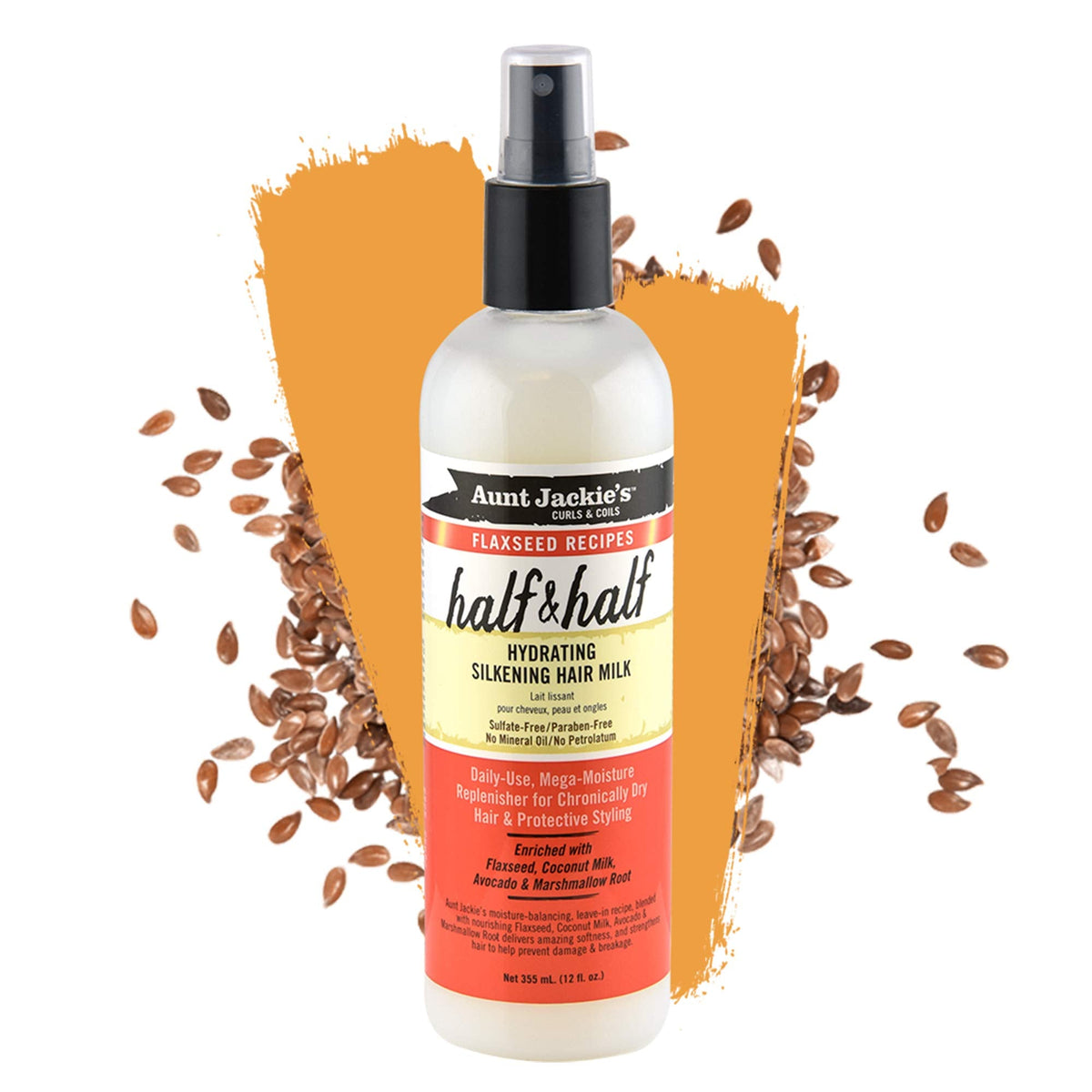 Aunt Jackie's Flaxseed Recipes Half & Half, Hydrating Silkening Hair Milk, For Daily Use, Enriched with Flaxseed, Coconet, Jojoba Oil, Shea Butter Beauty & Personal Care Aunt Jackie's