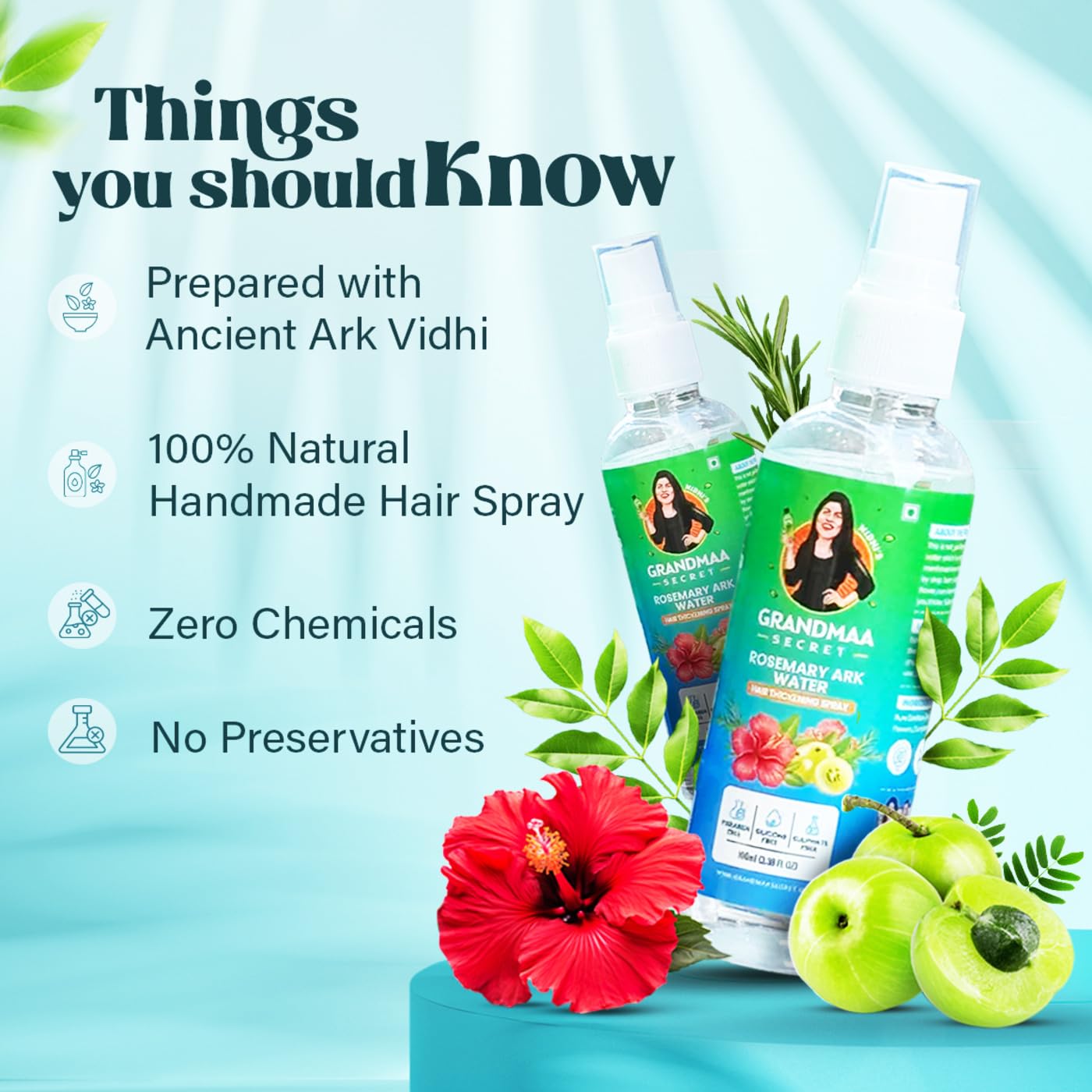 NIDHI’S GRANDMAA SECRET Rosemary Water Ark Hair Thickening Mist, Natural Rosemary Water Spray for Thick Hair, Rosemary Hair Mist Pure Distillate Beauty & Personal Care NIDHI’S GRANDMAA SECRET