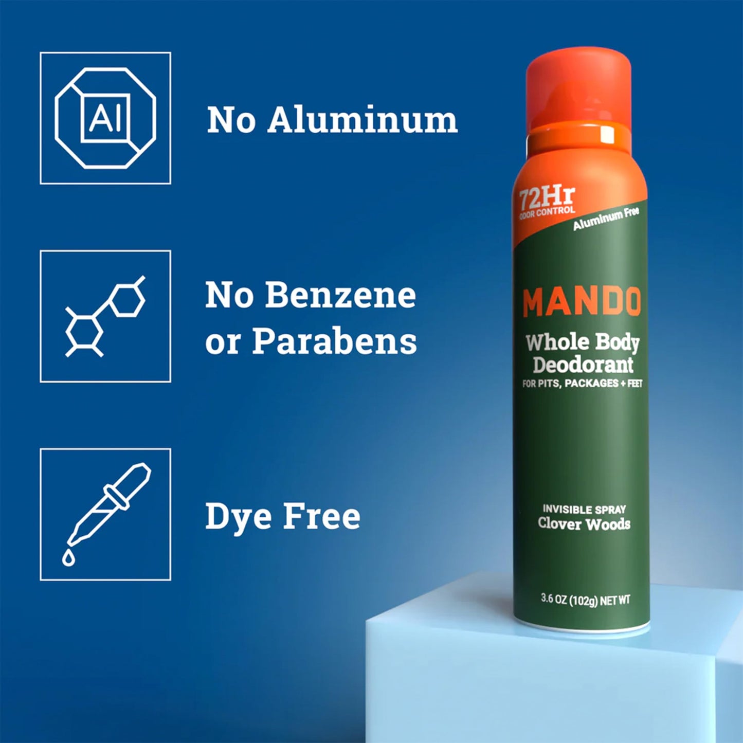 Mando Whole Body Men's Aluminum Free Invisible Spray Deodorant - Clover Woods - 3.6oz - Pack Of 01 Beauty and Personal Care Mando