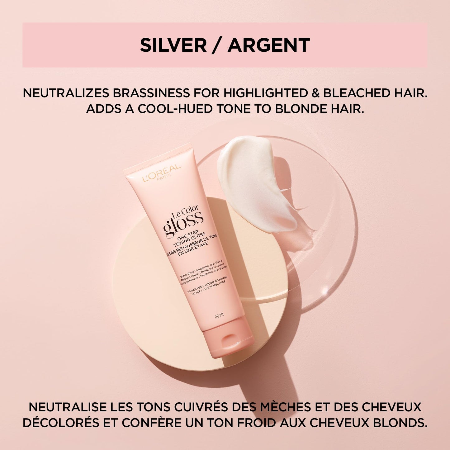 L'Oreal Paris Le Color Gloss One Step In-Shower Toning Hair Gloss, Neutralizes Brass, Conditions & Boosts Shine, Silver, 4 Ounce Beauty & Personal Care L'Oreal Paris
