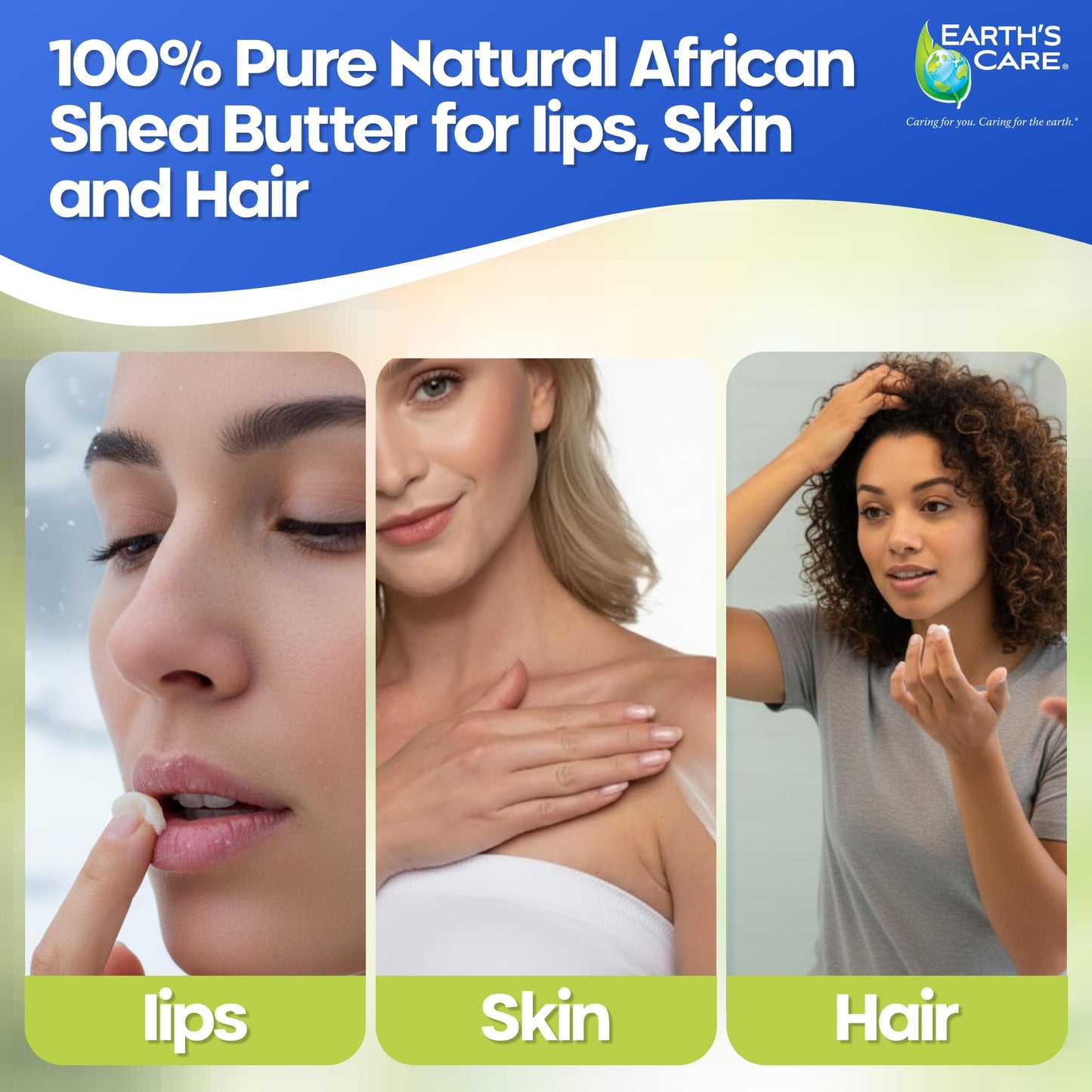 Earth's Care Pure Shea Butter, Hexane-Free, No Artificial Colors or Fragrances, Packed in USA 6 OZ. (3 Jars) Beauty & Personal Care Earth's Care