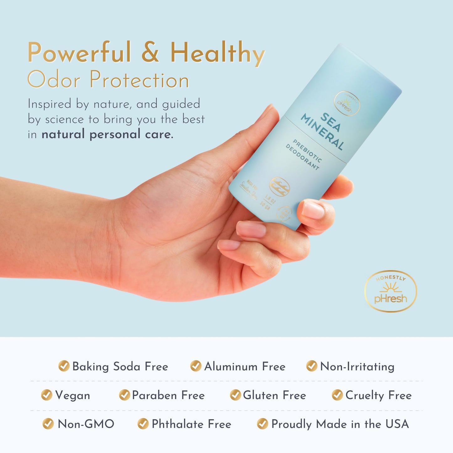Honestly pHresh Twist-Up Deodorant - Baking Soda-Free, Prebiotic Formula - Aluminum-Free, Non-Irritating Deodorant Stick - All-Natural, Whole-Body Beauty and Personal Care Honestly pHresh