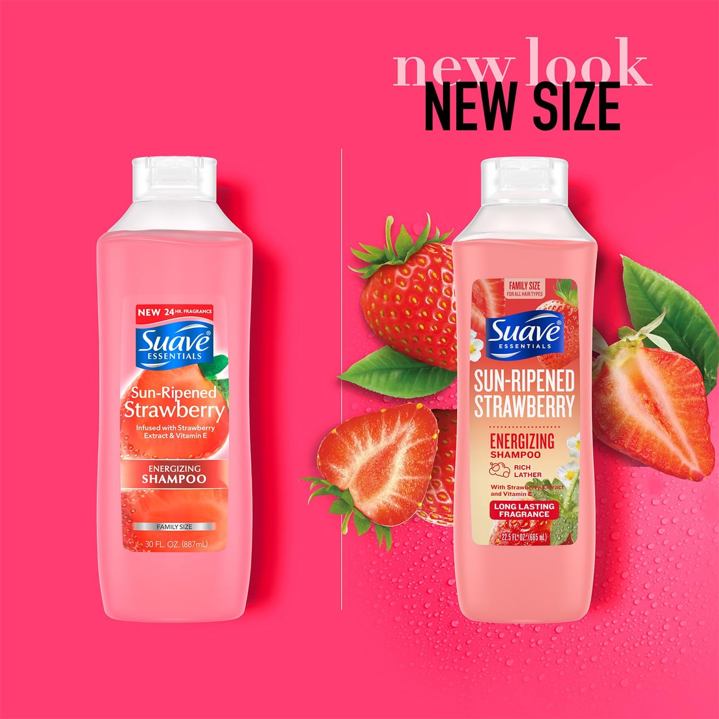 Suave Shampoo, Sun-Ripened Strawberry Family-Size 2-Pack - Energizing Shampoo with Strawberry Extract & Vitamin E, 22.5 Oz Ea Beauty & Personal Care Suave