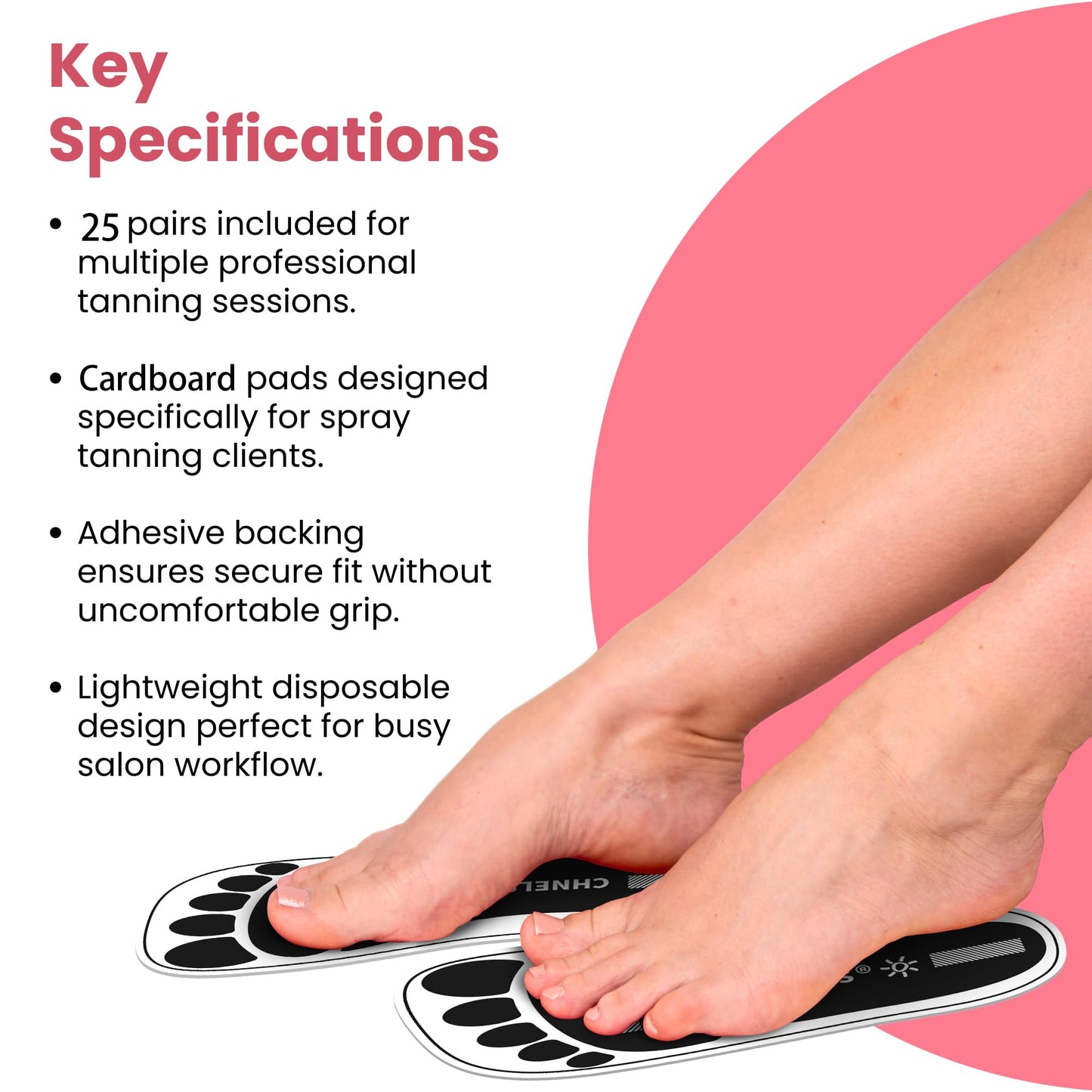 Black 25Pairs(50Feets)Disposable Spray Tanning Feet Pads for Hygienic Foot Protectors,Comfortable & Hygienic Spray Tan Pads Feet-Specifically for the Beauty & Personal Care CHNELSS