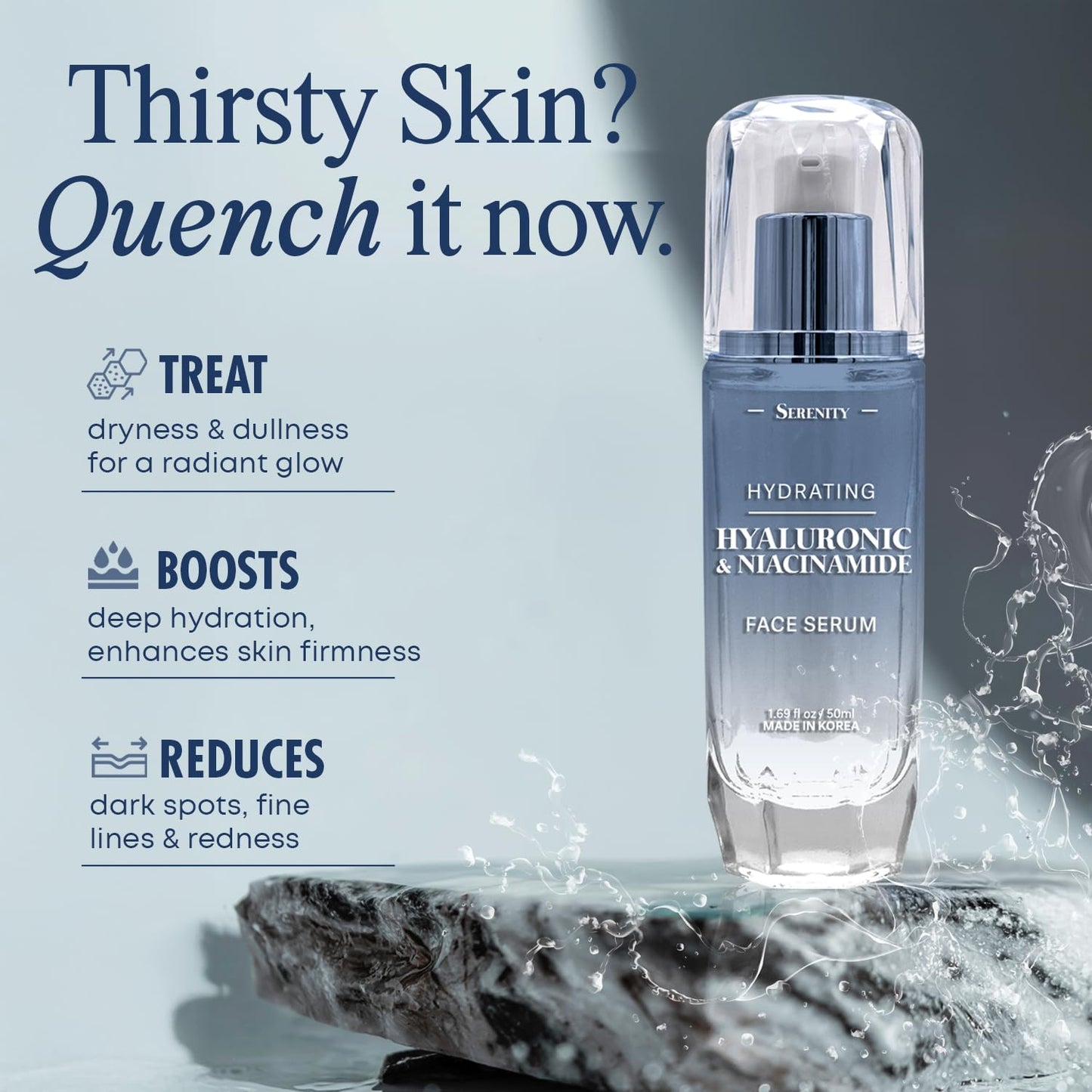 Serenity Dew Hyaluronic Acid & Niacinamide Face Serum - Dermatologist Tested Anti-Aging Korean Skin Care - Ultra Hydrating, Cools, Soothes & Improves Beauty & Personal Care Serenity