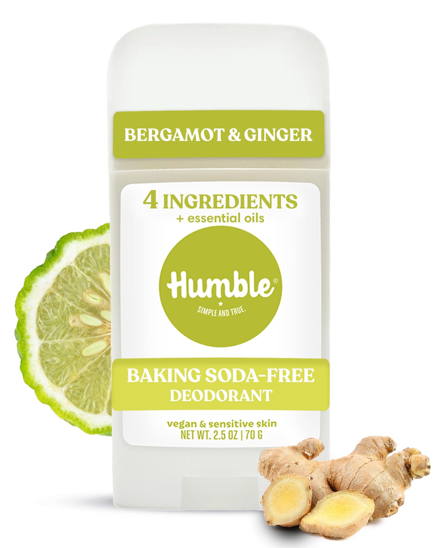 Humble Aluminum-Free Deodorant for Women & Men, Bergamot & Ginger - Baking Soda-Free Natural Deodorant Stick for Sensitive Skin with Essential Oils Beauty and Personal Care HUMBLE SIMPLE AND TRUE.