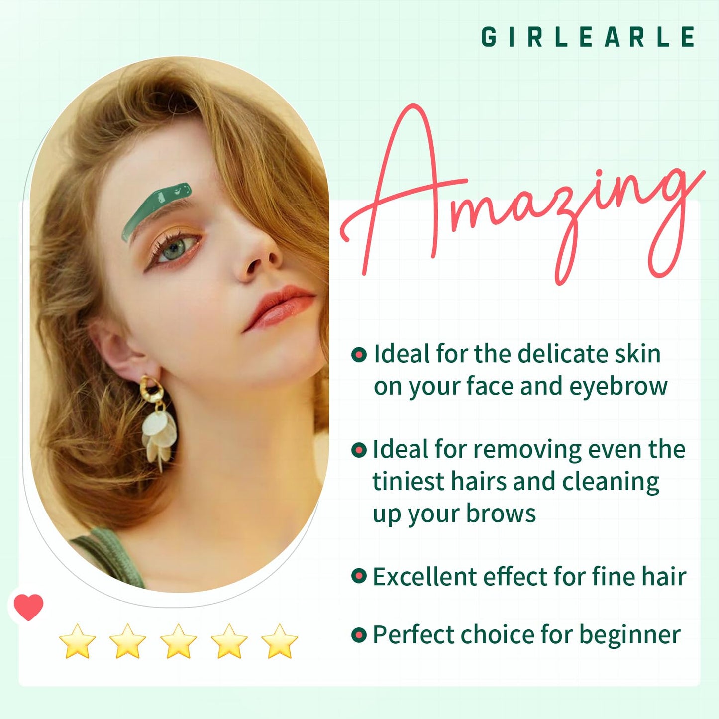 GIRLEARLE 1LB Hard Wax Beads for Hair Removal, Hard Wax Beads with Green Tea Formula, Wax Beads for Brazilian Waxing & Sensitive Skin, Stripless Hard Beauty and Personal Care GIRLEARLE