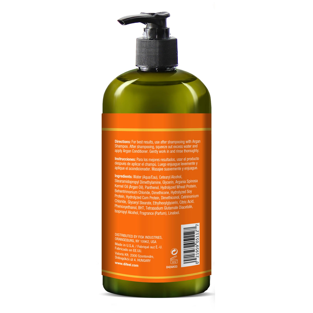 Difeel Argan Hydrating Conditioner 33.8 oz. - Natural Argan Oil Conditioner Hydrating, Paraben Free Natural Conditioner for Hair