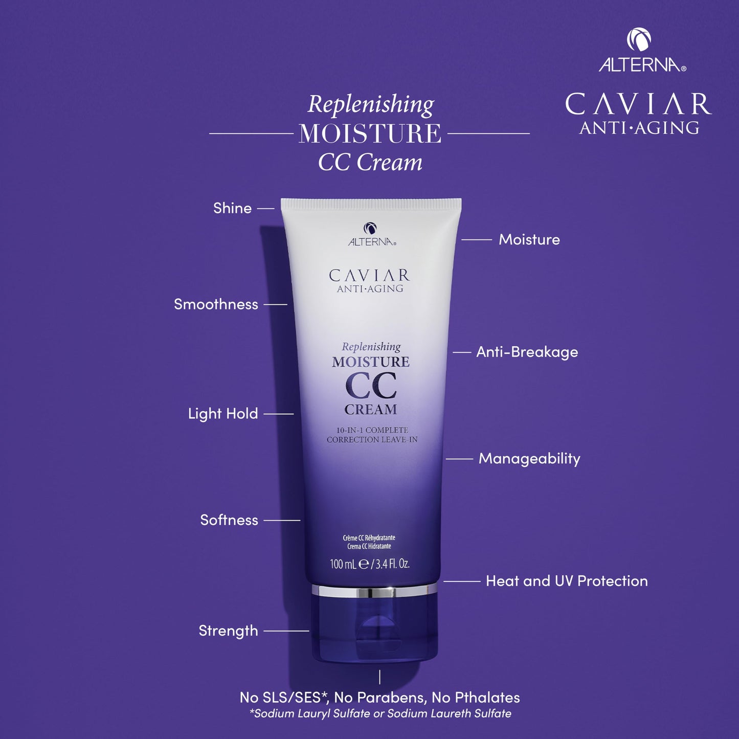 CAVIAR Anti-Aging Style & Shine Replenishing Moisture Gift Set |CC Cream 5.1oz, Travel Size Moisture Shampoo and Conditioner Set | Leave-In Hair Beauty & Personal Care Alterna