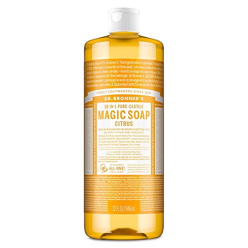 Dr. Bronner's Pure-Castile Magic Soap Liquid (Citrus, 32 Ounce - Made with Regenerative Organic Certified Oils, 18-in-1 Uses: Face, Body, Hair Beauty & Personal Care Dr. Bronner's