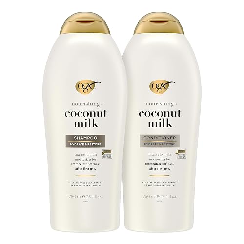 OGX Shampoo and Conditioner Set, Nourishing + Coconut Milk, Shampoo and Conditioner for Moisturizing & Strengthening Hair Care, Formulated without Beauty & Personal Care OGX