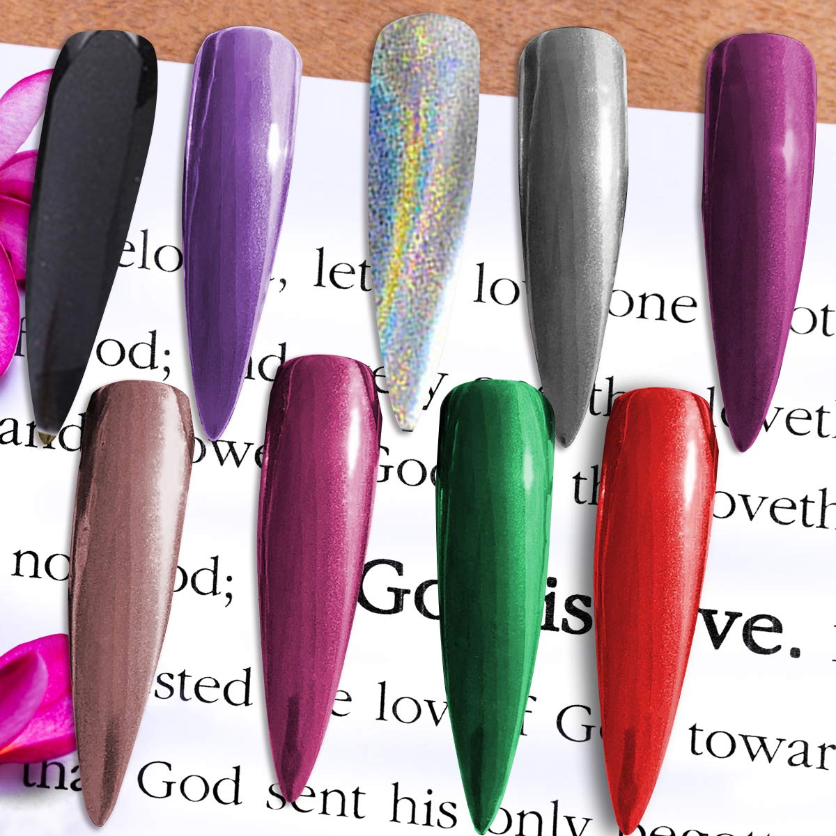 Duufin 22 Colors Chrome Nail Powders Metallic Nail Powder Mirror Effect Nail Art Chrome Powder with 22 Pcs Eyeshadow Sticks, 1g/Jar Beauty & Personal Care Duufin