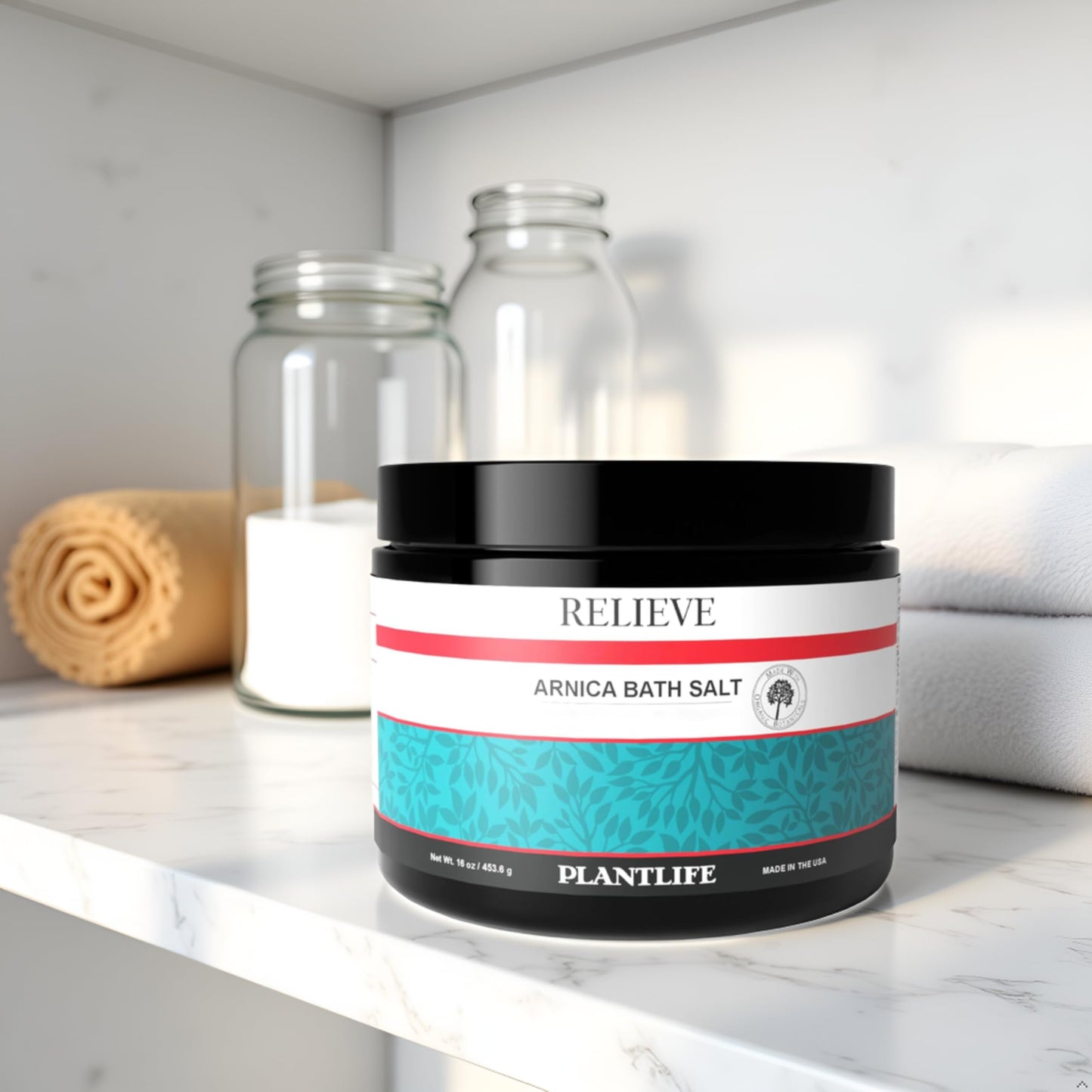 Plantlife Arnica Relieve Mineral Bath Salts - Made with Arnica and 100% Pure Essential Oils - Relieve Products are a Homeopathic Solution for Everyday Beauty and Personal Care Plantlife