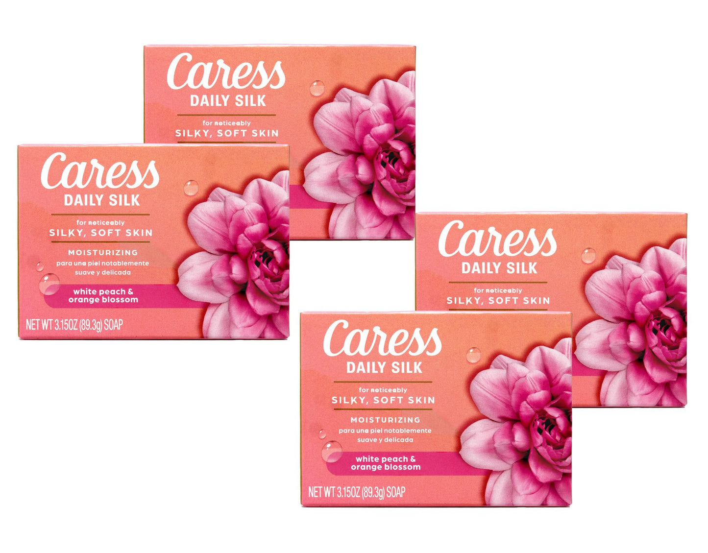 Caress Daily Silk White Peach & Orange Blossom Moisturizing Beauty Bar Soap, 3.15 OZ - 4 Pack Beauty & Personal Care Caress