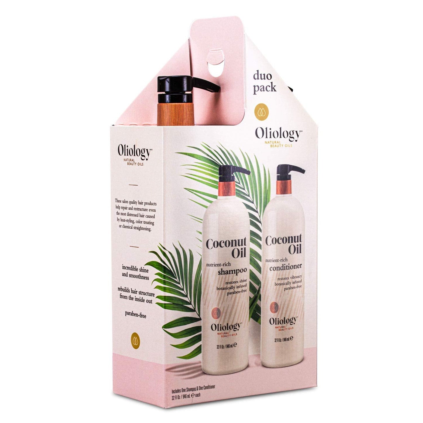 Oliology Nutrient Rich Coconut Oil Shampoo & Conditioner Combo Pack - Helps Restore Damaged Hair | Provides Intense Shine | Moisturizing | Made Beauty & Personal Care Oliology