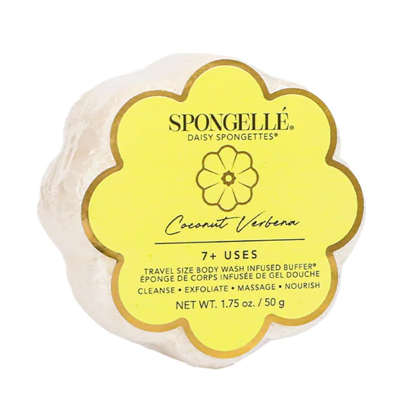 Spongellé Coconut Verbena Daisy Spongette Bath Sponge - Built-in Body Wash & Body Scrubber, Shower Loofah Sponge for Women, Travel Essentials - 7+ Beauty and Personal Care SPONGELLÉ