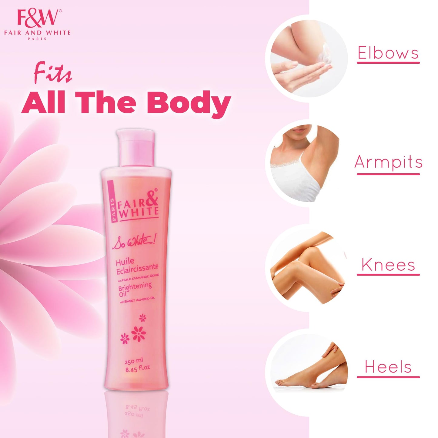 FAIR & WHITE So White Body Oil, 250ml / 8.45fl.oz - with Vitamin E, Almond Oil and 'Lumiskin', Hydrating Formula for Wrinkles, Dryness and Dark Spots Beauty & Personal Care FAIR & WHITE