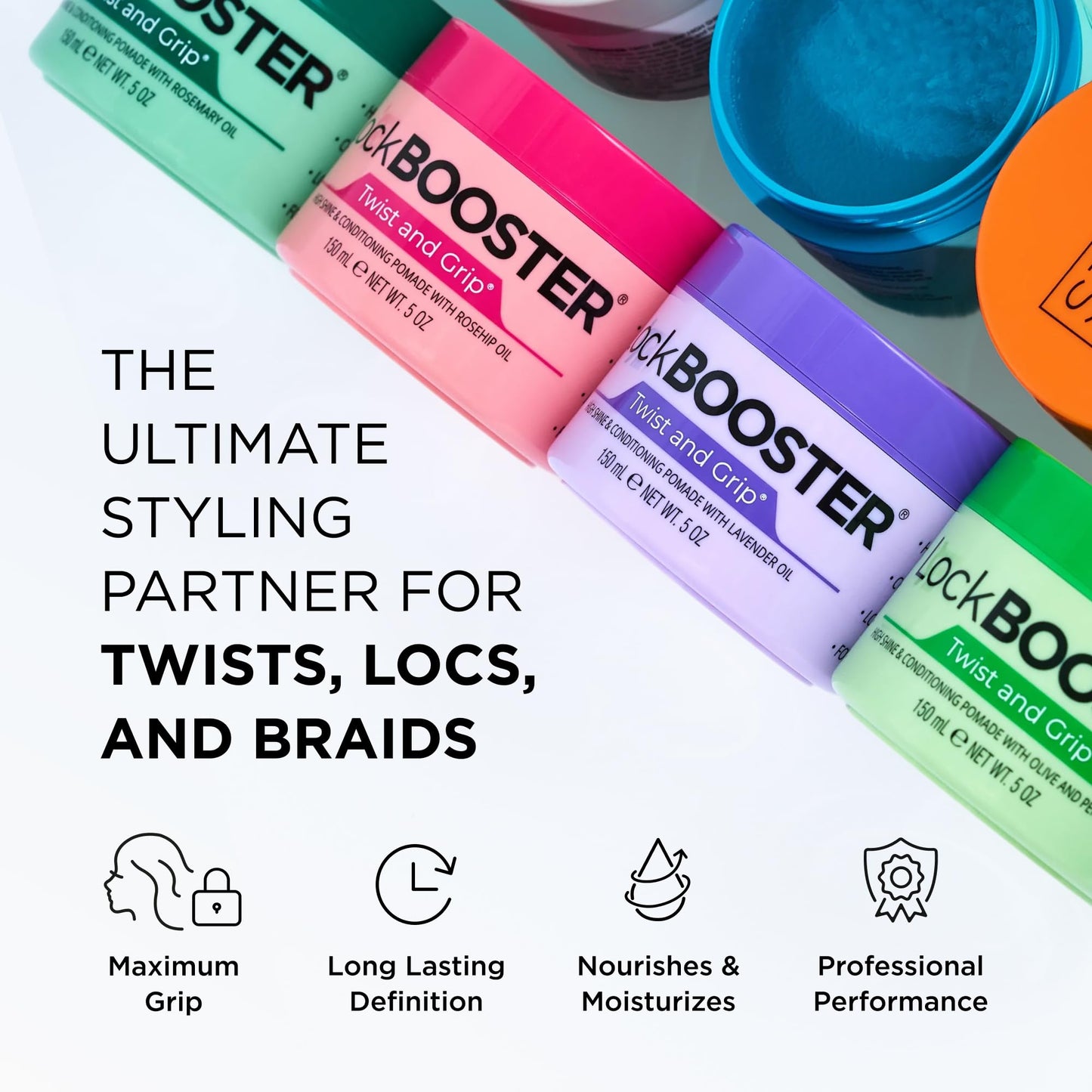 Style Factor Lock BOOSTER Twist & Grip Braid Gel (10.1 Oz.) with Marula Oil - Strong Hold, Flake-Free, Frizz-Free Hair Braiding Gel for Defined Beauty & Personal Care Style Factor