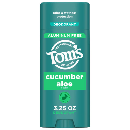 Tom’s of Maine Cucumber Aloe Aluminum Free Natural Deodorant For Women & Men - Goes on Clear - Odor & Wetness Protection - Naturally Derived Beauty and Personal Care Tom's of Maine