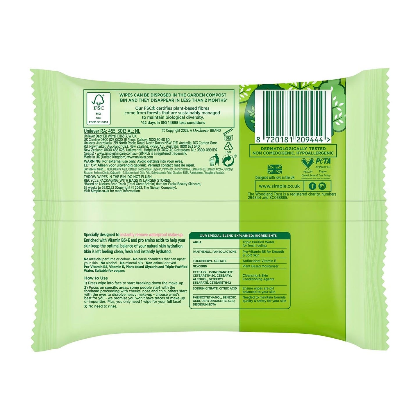 Simple Kind To Skin Cleansing Facial Wipes - 25 Wipes Beauty & Personal Care Simple