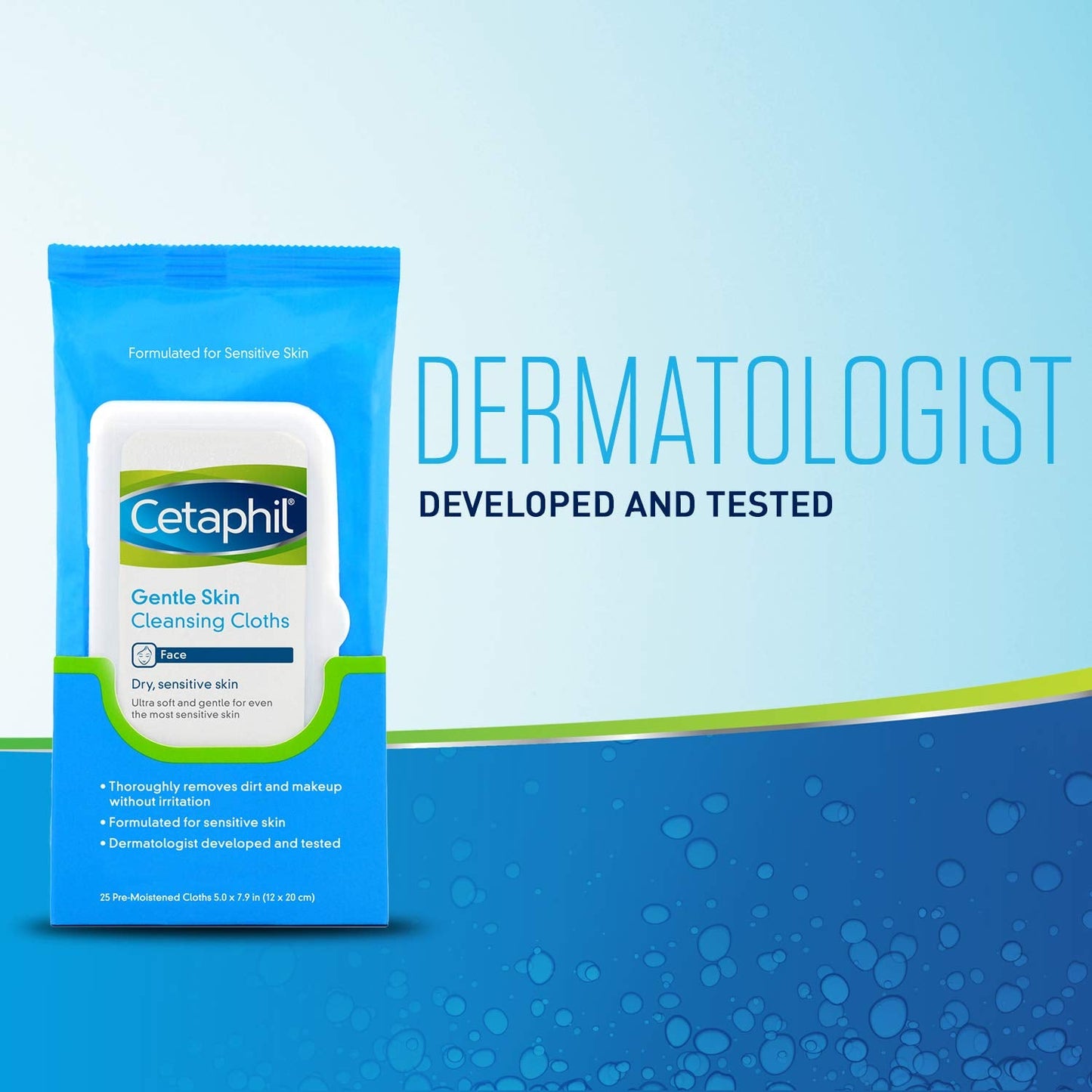 Cetaphil Gentle Skin Cleansing Cloths for Dry, Sensitive Skin, Face Cleansing Wipes, 25 ct. Beauty & Personal Care Cetaphil