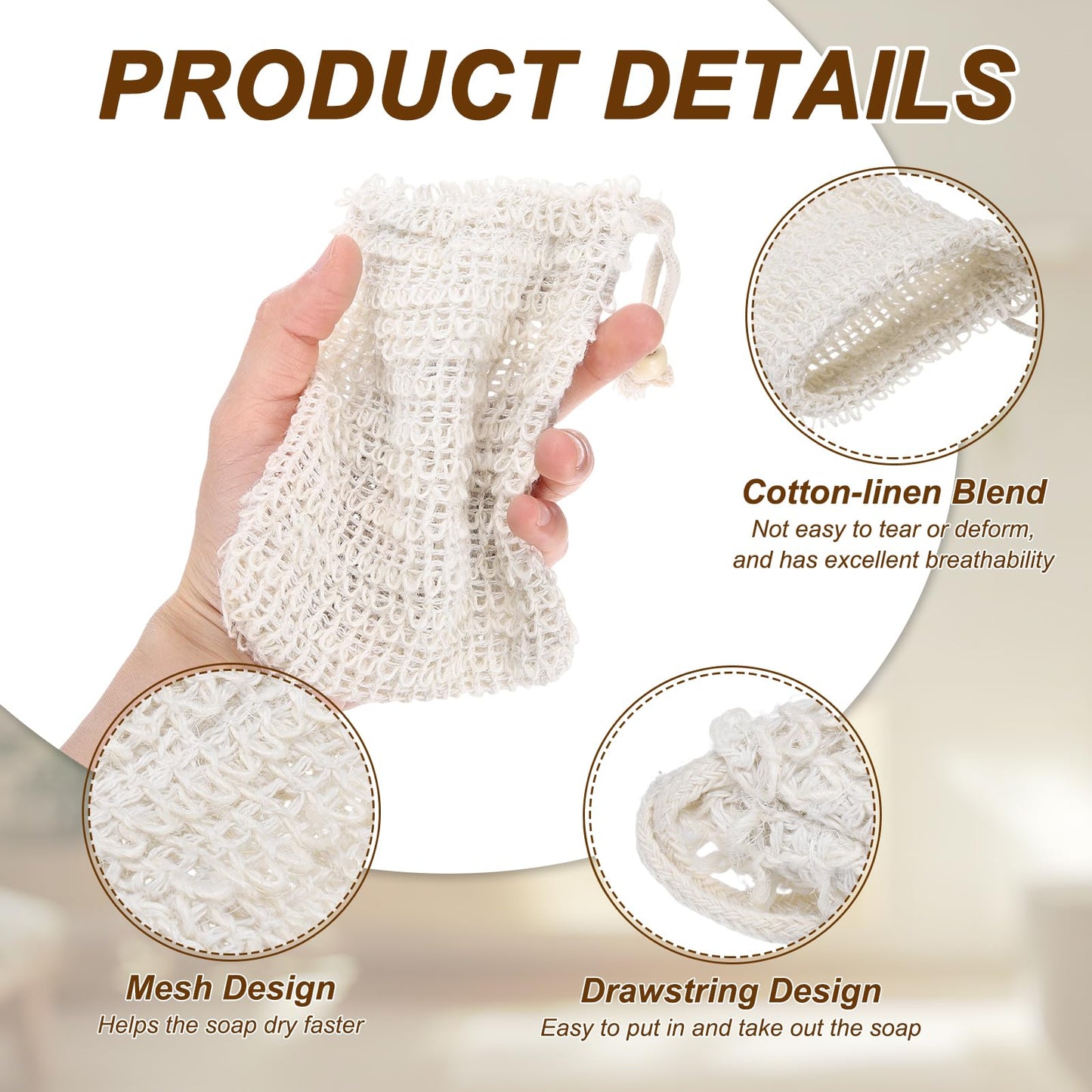 uxcell 15 Pcs Soap Saver Bag, 5.5"x3.5" Mesh Soap Bag with Drawstring Cotton Scrubber Pouch Exfoliating Net for Body Shower Foaming Travel Camping Beauty and Personal Care uxcell