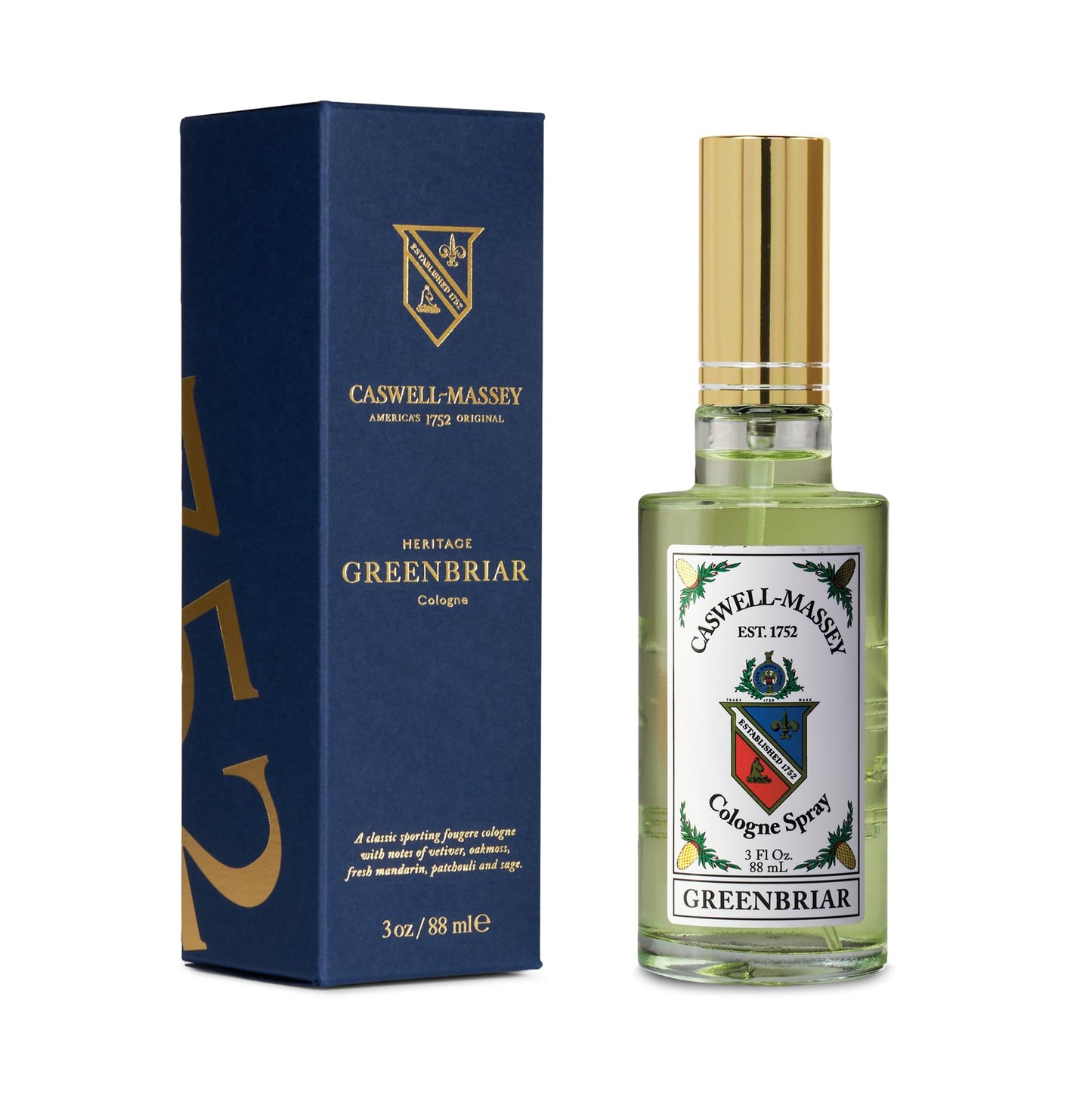 Caswell-Massey Greenbriar Cologne, Men’s Cologne with Classic and Zesty Scent with Citrus, Sage & Rugged Velvety Notes, 3 Fl Oz Beauty & Personal Care Caswell-Massey