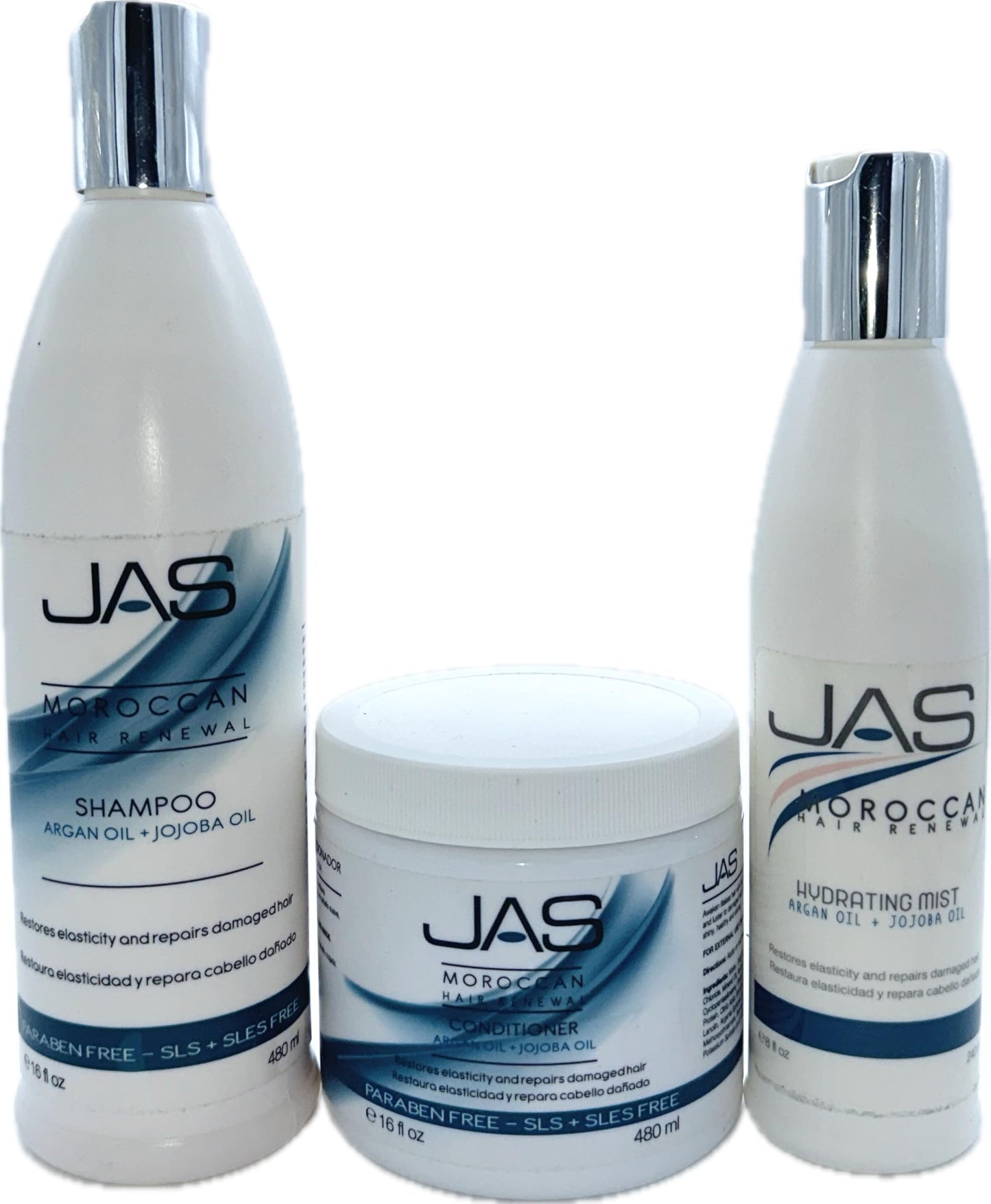 JAS Moroccan Hair Renewal Shampoo and Conditioner 16 Oz + Hydrating Mist 8 fl Oz "Free Lip Plumping Gloss 10 ml" Beauty & Personal Care JAS Systems