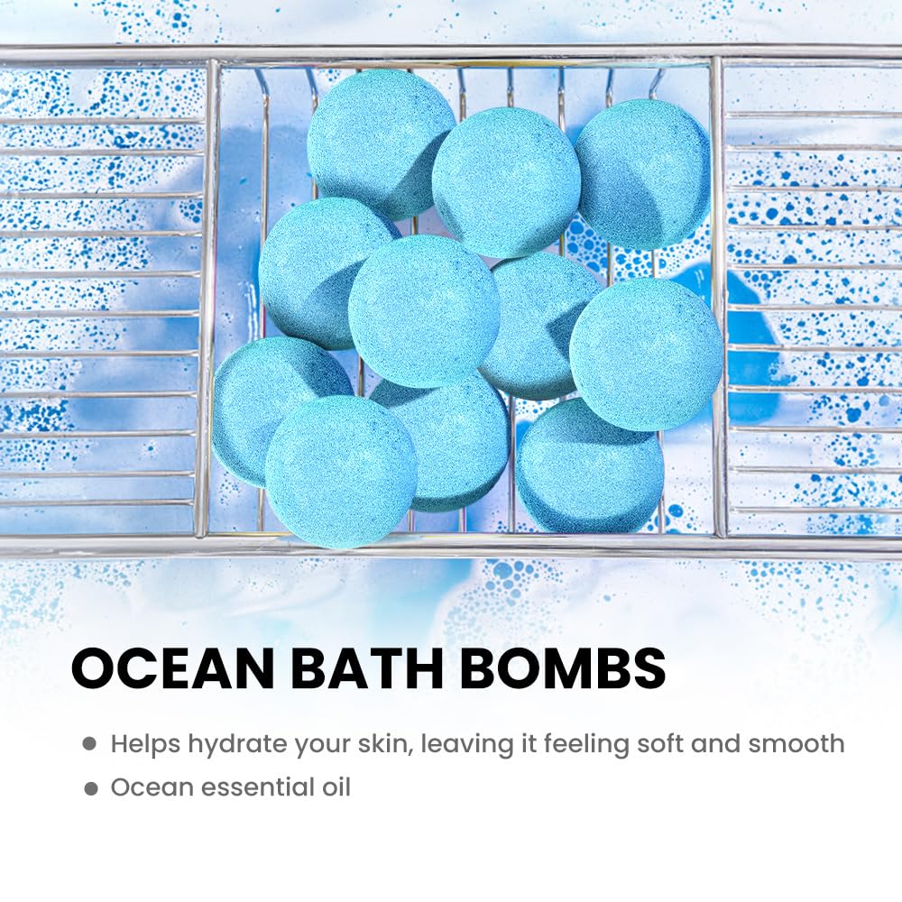 Bath Bombs for Women, BODY & EARTH 10 X 3.5 oz Ocean Bath Bomb Gift Sets Essential Oils Handmade Birthday Gift Idea for Family, Women, Men, Mother's Beauty and Personal Care BODY & EARTH