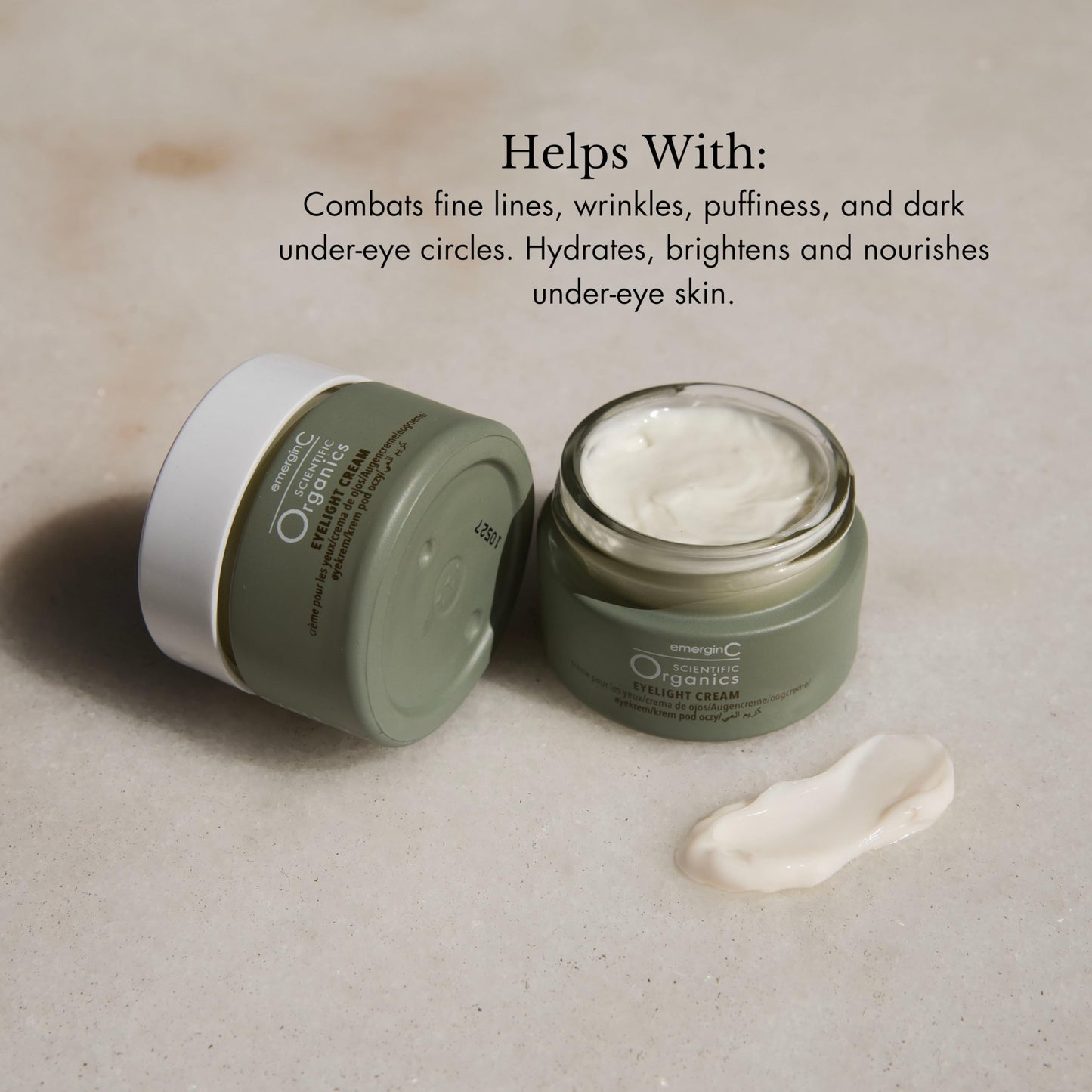 emerginC Scientific Organics Eyelight Cream - Stem Cell Eye Cream with Antioxidants - Anti-Aging Eye Cream Targets Dark Under-Eye Circles for Visible Beauty & Personal Care emergin C