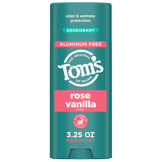 Tom’s of Maine Rose Vanilla Aluminum Free Natural Deodorant For Women & Men - Goes on Clear - Odor & Wetness Protection - Naturally Derived Beauty and Personal Care Tom's of Maine