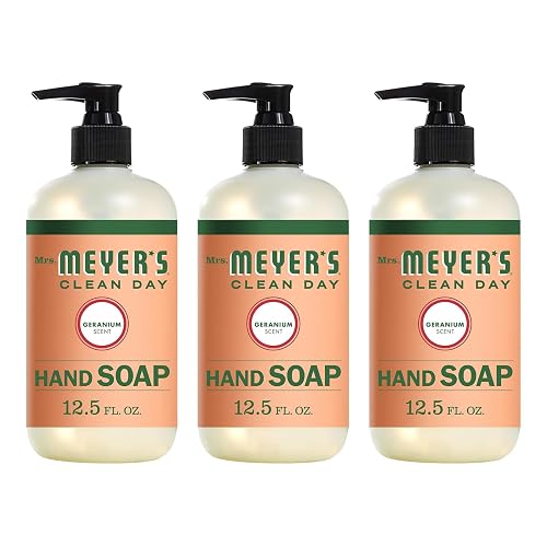 Mrs Meyers Hand Soap Geranium 12.5 Ounce Pump (370ml) (3 Pack) Beauty & Personal Care Mrs. MEYER'S
